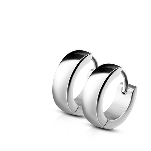 Dome Huggie Steel Hoop Earrings